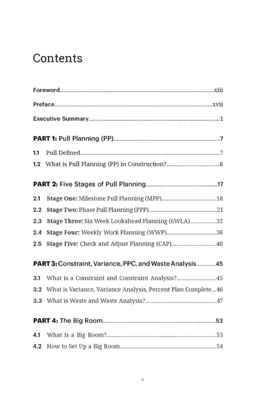 Pull Planning Playbook Table of Contents
